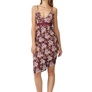 $158 BARDOT Dalia lace slip dress burgundy US 4